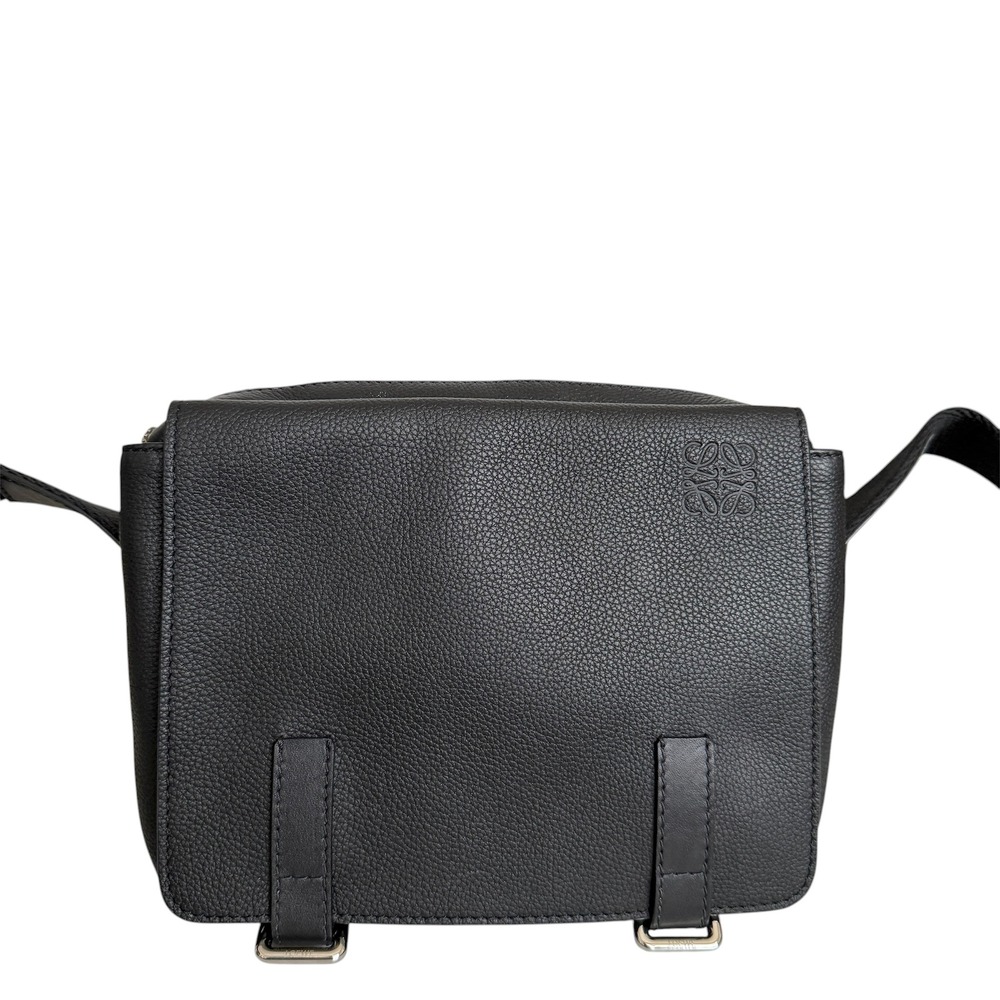 Loewe Military Messenger Bag Black Grained Calfskin Leather bag, B653A72X22